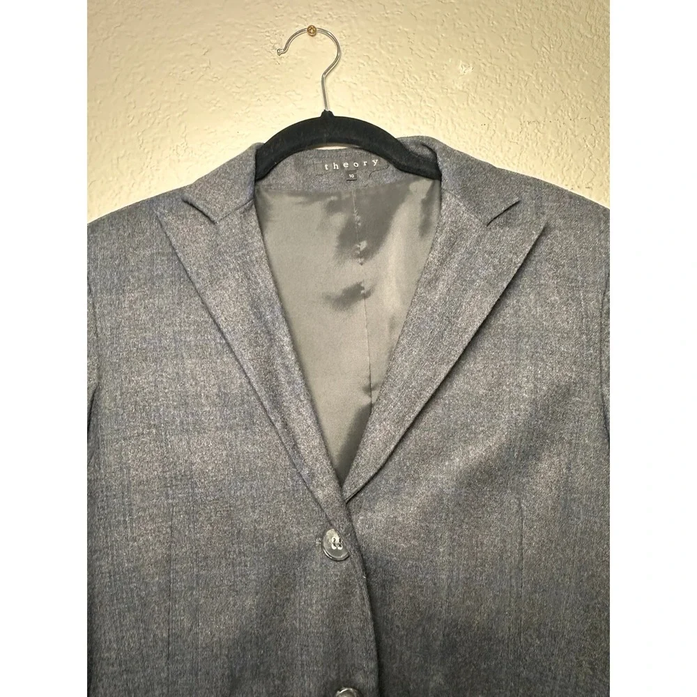 Theory Women's Charcoal Gray‎ Wool Blend Blazer Suit Jacket Size 10